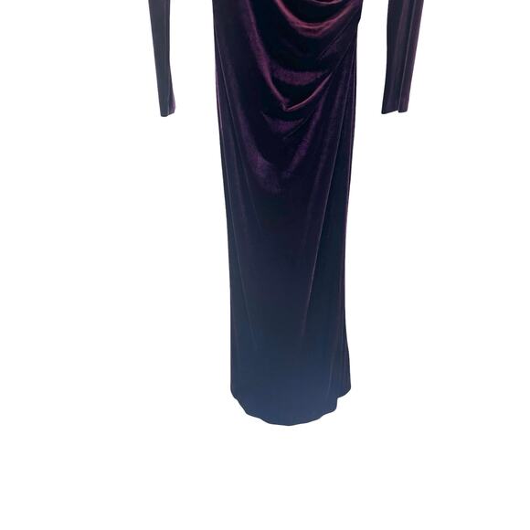 Eliza J Burgundy Cutout Vamp Wedding Guest Velvet Formal Maxi Gown Dress Size 6 - Picture 4 of 12